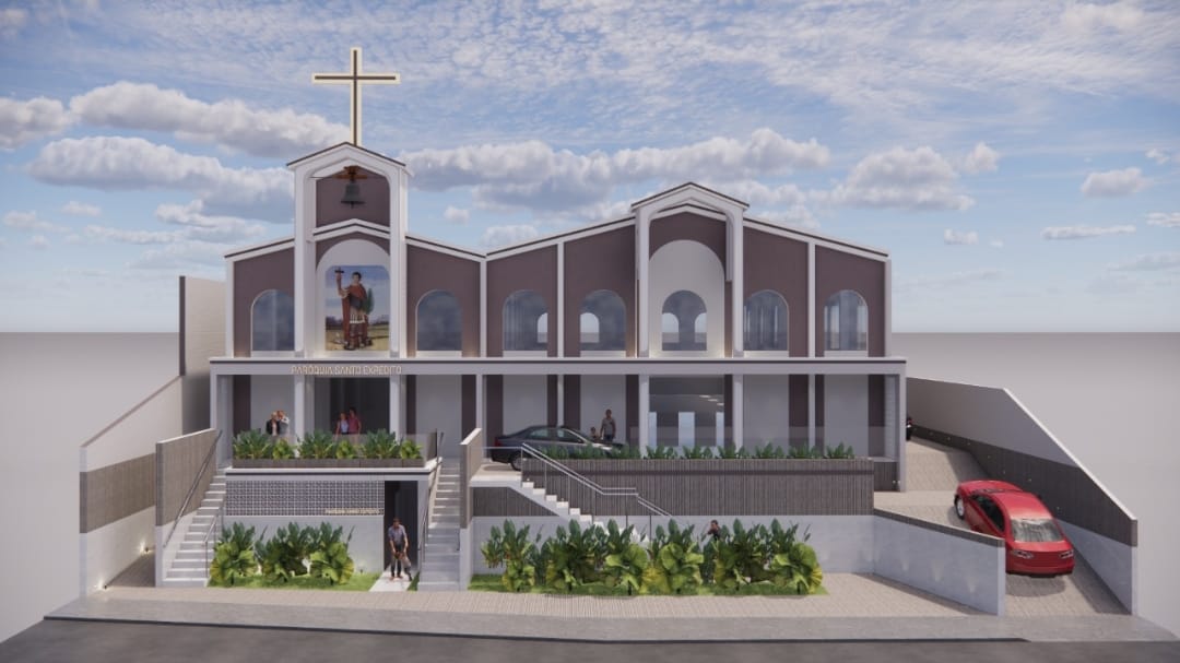 Projeto da nova Matriz da Paróquia Santo Expedito — vista diurna